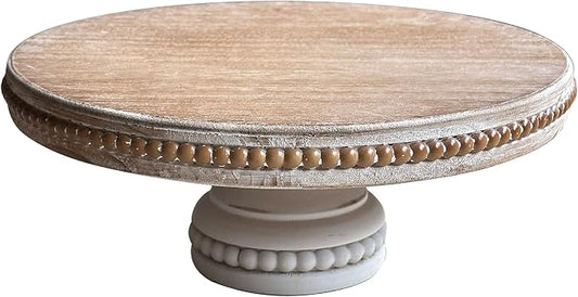 dwellington Large Round Wood Risers for Display, 11.75" Decorative Rustic Farmhouse Cake Stand Pedestal Tray for Home and Kitchen Decor