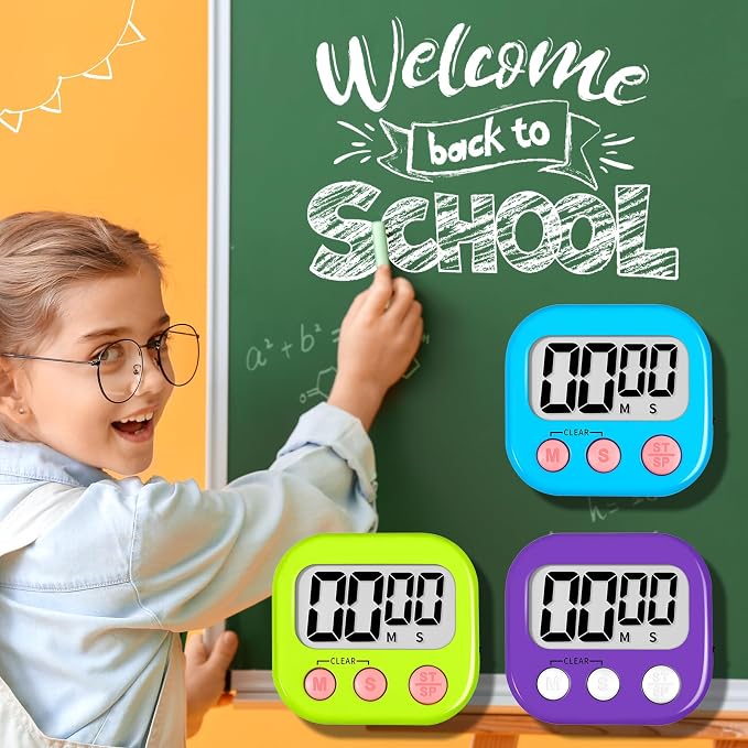 ZILLEEN 6 Pack Kitchen Timers for Cooking Digital Classroom Timers for Kids Teachers Blue Green Purple