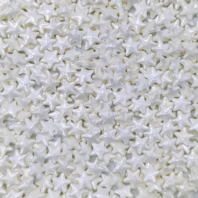 10mm White Sprinkles Edible Stars Cake Decorating Stars Cake Decorations Cupcake Toppers Cookie Decorating Perfect for Cakes,Cupcakes,Desserts Toppings 3OZ