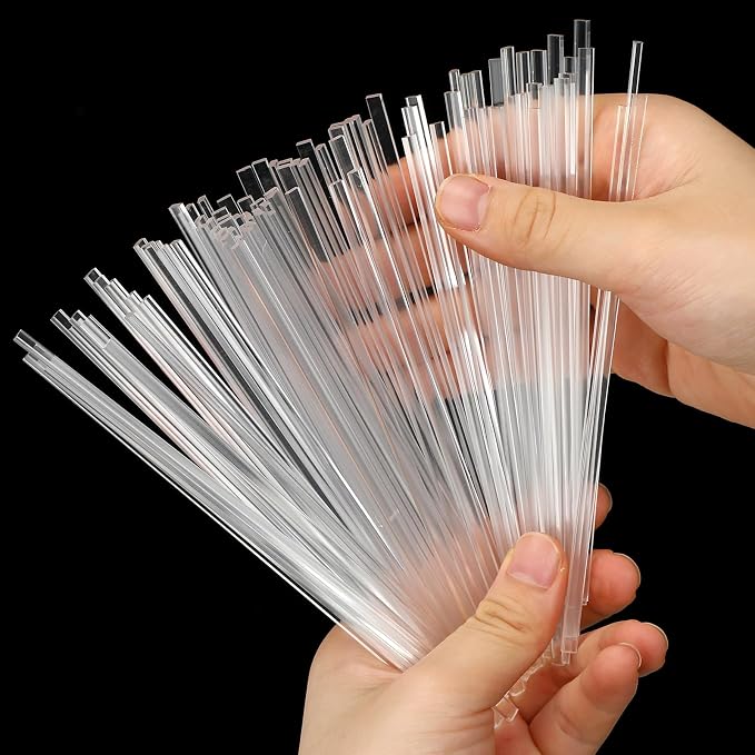 Beeveer 100 Pcs 6" Flat Clear Sticks for Cake Toppers Acrylic Candy Cake Pops Sticks Lollipop Reusable Candy Rods for DIY Cupcake Chocolate Cookie Dessert Decorations