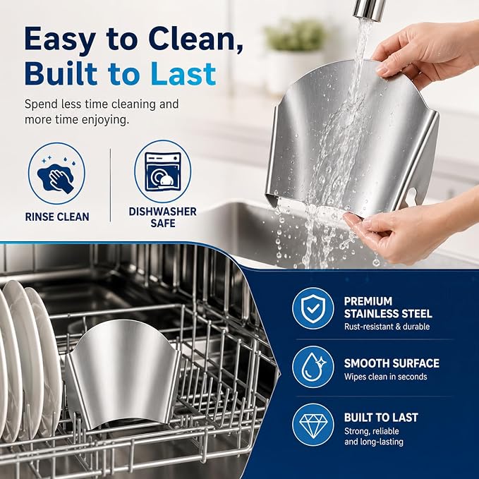 Stainless Steel Pouring Chute with Splash Guard Bowl Lid Combo, Replacement Accessories Fit KitchenAid 4.5-5 Quart Tilt Head Stand Mixer,Anti-Spill Bowl Cover & No-Mess Pour Guide Mixer Attachments