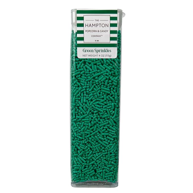 Bright Green Sprinkles Jimmies 4 oz, Sprinkles For Cake Decorating, Baking, Ice Cream & More, The Hampton Candy Company