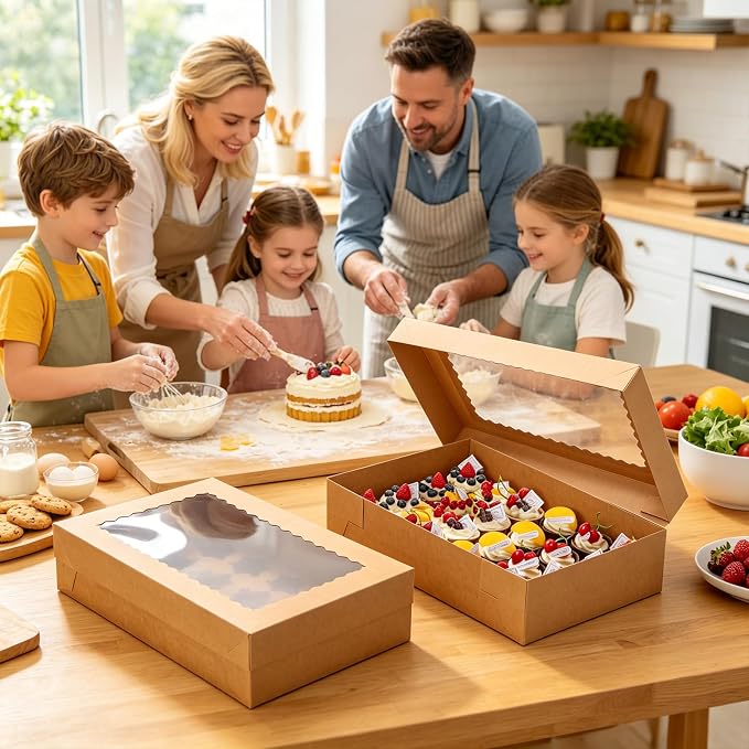 5 Pack 24 Count Standard Cupcake Boxes with Window & Inserts Brown | Cupcake Containers Bakery Box for Standard Muffins, Pastry Dessert for Birthday Party, Wedding, Baby Shower-17.5x11.5x4 Inch