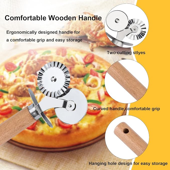 Pastry Double Cutter Wheel,2 Pack Pasta Cutter Wheel,Dual-Head Baking Tool for Home and Kitchen Use,Ravioli Cutter