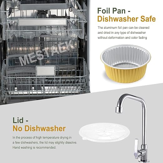 118oz Deep Round Aluminum Foil Pans with Lids, 5 Pack | 10 Inch Round, 4 Inch Deep, Heavy Duty Foil, Ideal for Baking, Meal Prep and Food Storage