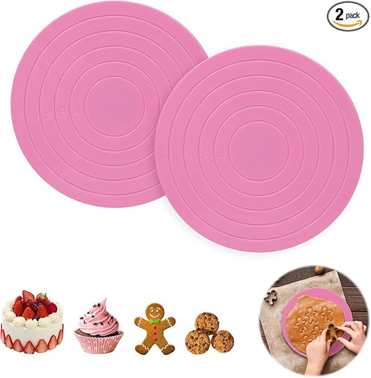 2Pcs Cake Decorating Turntable,5.5inch Rotating Turntable, Turns Smoothly Revolving Cake Stand Decorating Baking Tools Accessories Supplies for Cookies Cupcake,Pink