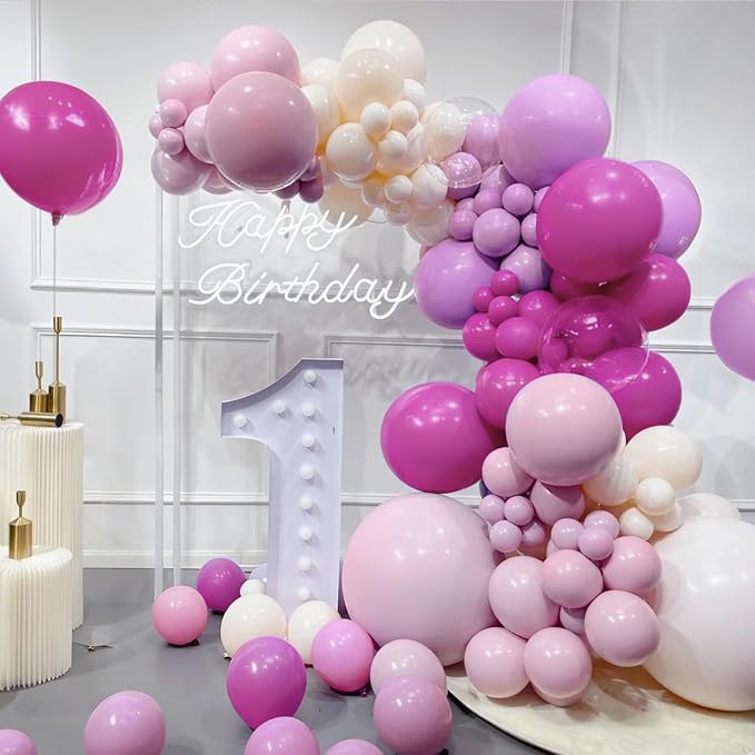 MEBAY Red Pink Purple White Balloon Arch Kit, 166Pcs Dusty Pink Balloons Garland for Girl Women Wedding Engagement Anniversary Birthday Bridal Baby Shower Party Decorations