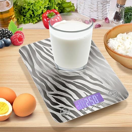 Food Scale Kitchen Scale Food Weight Scales Digital Weight Grams and Ounces Small Electronic Food Scale for Baking Cooking Zabra Print Silvery