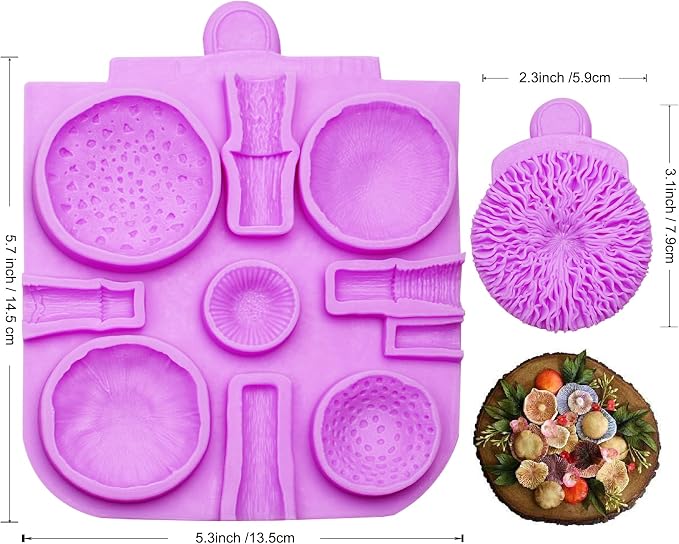 Mushrooms Silicone Mold, Toadstools Veiner Chocolate Molds for Wedding Cake Decoration, Cupcake Toppers, Pudding, Cookie Crumble