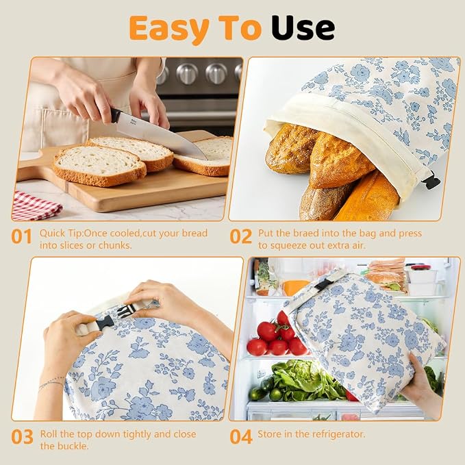 Beeswax Bread Bags for Homemade bread,2 Pack Sourdough Bread Bags,Reusable Bread Bourdough Storage