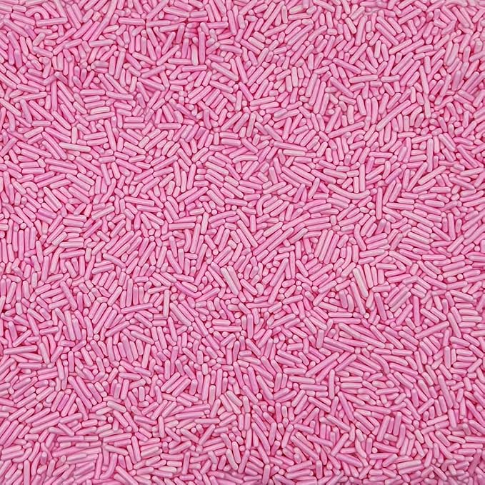 Homankit Pink Jimmies Sprinkles Edible Sprinkle Candy Soft Jimmies Toppings for Ice Cream, Cupcake, Cake, Cookie, Dessert Decorating 2.75 Ounces
