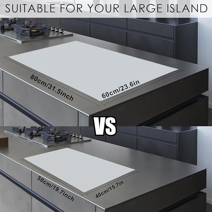 Extra Large Silicone Mat, 31.5x16.9 Inch Heat Resistant Mat for Kitchen Counter, Non-Stick Silicone Baking Mat for Dough and Pastry, Thick Silicone Pad Countertop Protector, Gray