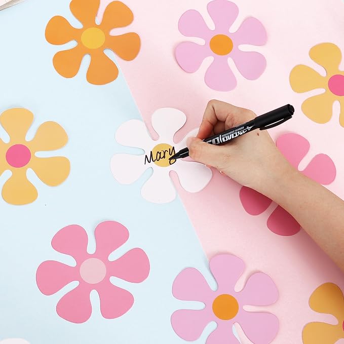 Vuzvuv 48Pcs Boho mini Flower Paper Cutouts with 100Pcs Glue Points,Flower Cut Outs Bulletin Board Decorations for Birthday Party Theme Decor Supplies