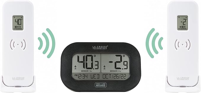 La Crosse Technology 308-04747-INT Wireless Refrigerator/Freezer Kitchen Thermometers with Magnetic Back