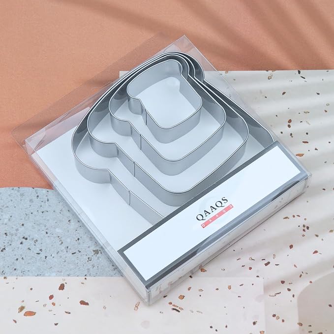 Slice of Bread Cookie Cutter Set - 5", 4", 3", 2" - 4 Piece Toast Food Cookie Cutters Shapes - Stainless Steel