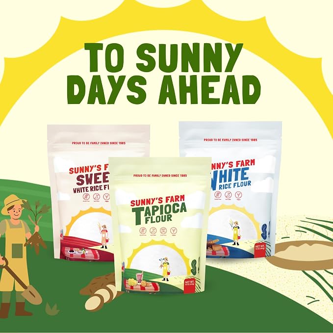 Sunny's Farm Tapioca Flour – Gluten Free Bread Flour, Versatile Baking Flour & Tapioca Starch for Cooking, Baking & Thickening – 16oz (Pack of 4)