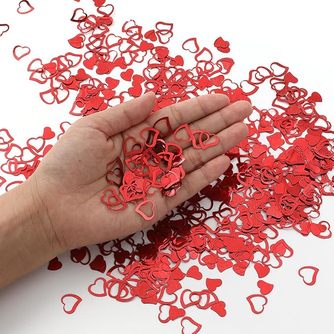 Heart Confetti, Valentines Day Red Heart Glitter Confetti Decorations, 50g Metallic Foil Sequins Sprinkles Table Decorations for Valentine's Day Wedding Home Birthday Anniversary Party Supplies