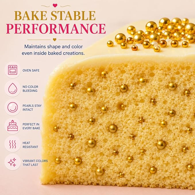 Confect Pearl Gold Sprinkles | Gold Sprinkles for Cakes & Cupcakes Decoration & Celebration | Assorted pack of 5 All That Glitters | Mix Golden Pearl Dragees | Vegan, Gluten-Free, Nut-Free, Soy-Free, Dairy-Free, Palm Oil-Free, No Artificial Dyes- 5 Oz
