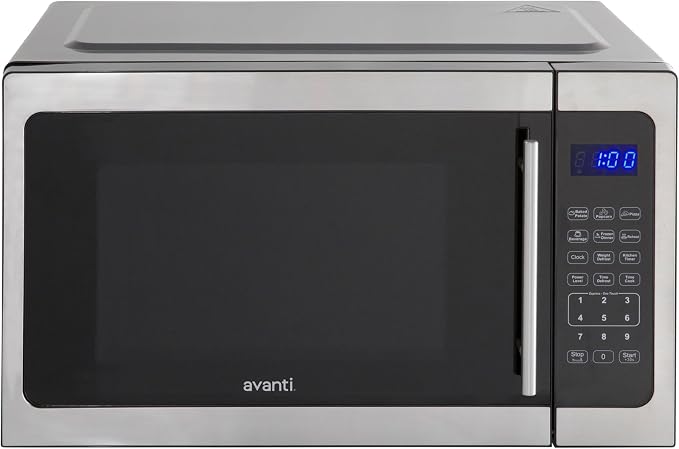 Avanti 1.5 Cu. Ft. Countertop Microwave Oven, 1000 Watts, Stainless Steel, One-Touch Presets, Speed Defrost, Child Lock, Ideal for Apartments, Dorms & RVs, 1.5 cu.ft., Stainless Steel
