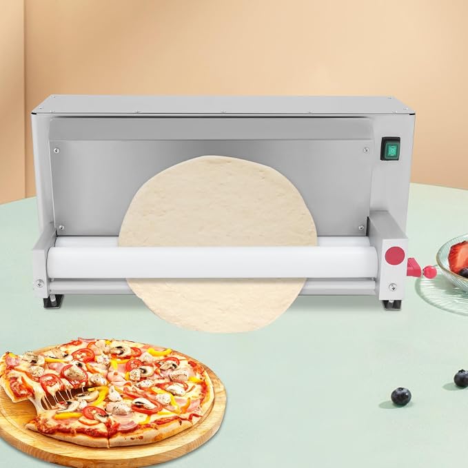 Commercial Pizza Dough Roller Machine, 450W Electric Dough Sheeter Machine, Automatic Pastry Press Making Machine with Adjustable Thickness for Bakeries Pizza Shop