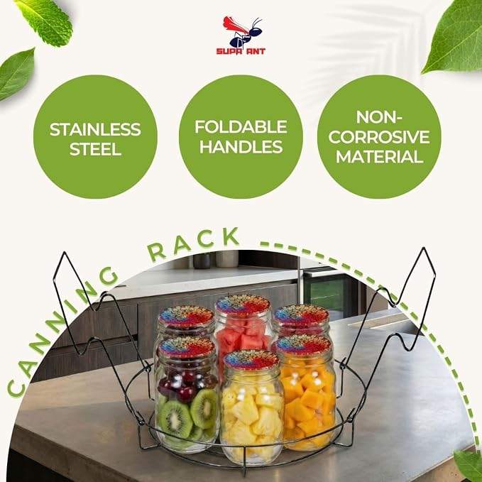 Supa Ant 2 Pack Canning Rack for Stock Pot (12 in.) Stainless Steel Canning Jar Rack with Handles – Water Bath Canning Rack Supplies Kit for Mason Jars – For Water Bath Canning Only
