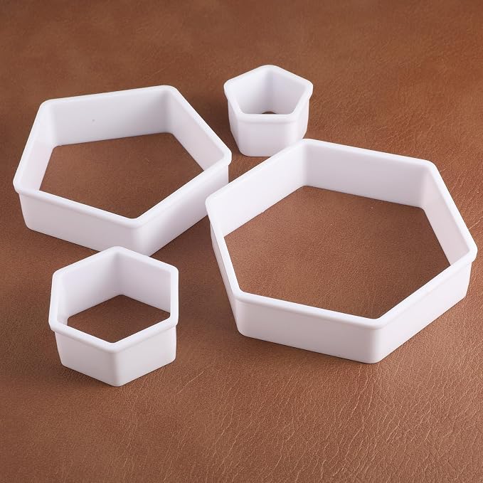 8 Pcs Soccer Ball Cookie Cutter, Hexagon Cookie Cutter Set, Football Cake Decorations, Geometric Biscuit Cutters Sandwiches Pastry Cutter Decorating Tools for Birthday Baking Cake Cupcake(4 Sizes)