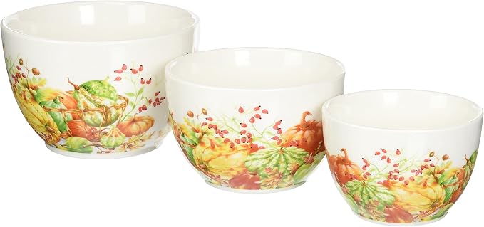 Boston International Nested Ceramic Prep Bowls, Set of 3, Calabaza