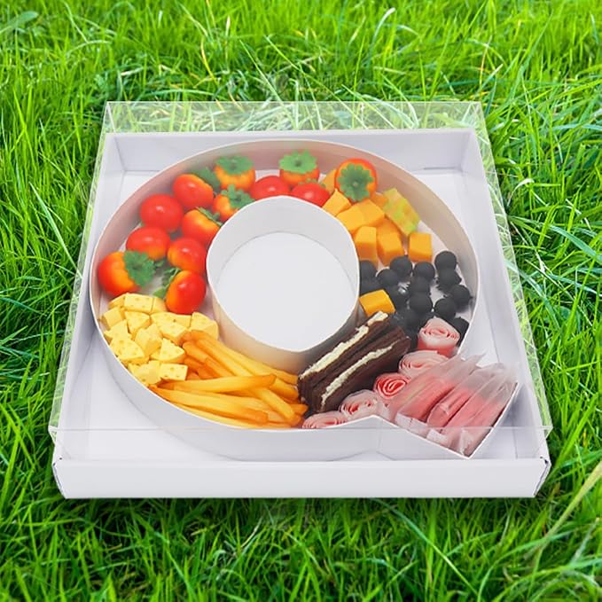 WENPACK 12.5" Cardboard Letter Shaped Mache Decorative Strawberries Fillable Sweets Candy Box with Clear Lid (White, Q)
