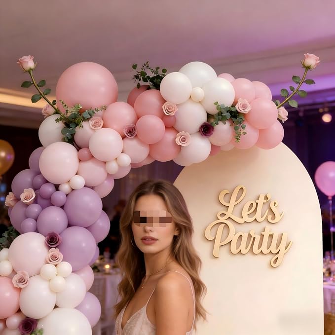 Pink Purple White Balloon Garland Arch Kit 143Pcs Lavender Light Pastel Purple Pink White Latex Balloons for Butterfly Bridal Shower Birthday Wedding Party Decorations