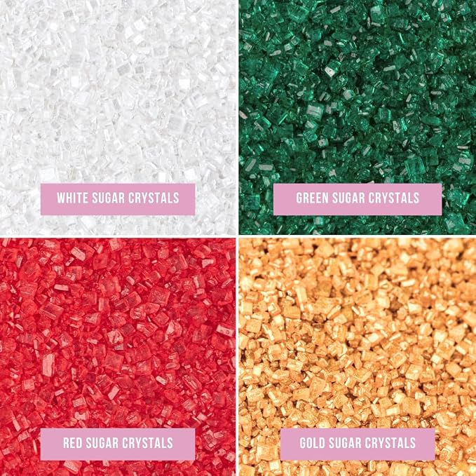 Sweets Indeed Sprinkles, 4 Pack, Edible Sprinkle Mix, Perfect for Cake Decorations, Baking, Ice Cream, Cookies, Cupcake Topper (Holiday Sugar)
