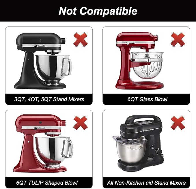 Flex Edge Beater for Kitchen Aid Mixer 6 Quart Bowl-Lift Stand Mixer Bowls | 6 QT Flat Edge Beater with Flexible Silicone Edges Bowl Scraper