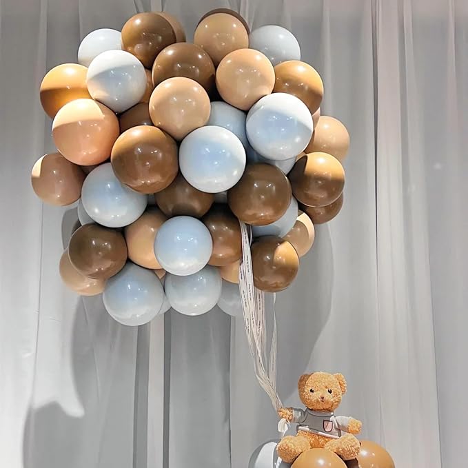 Voircoloria 105pcs Khaki Balloons 12inch Party Latex Balloons for Boys Girls Birthday Baby Shower Gender Reveal Wedding Sunflower Party Decorations