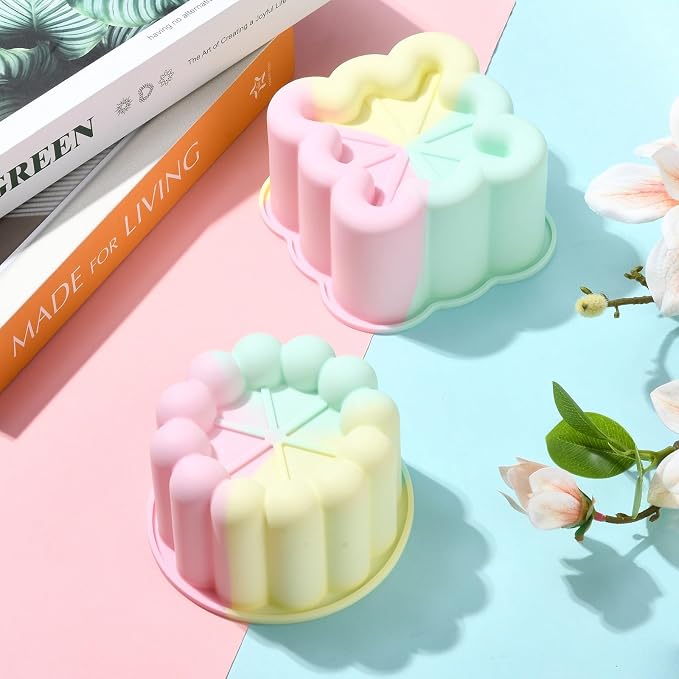 Ipotkitt Square Circular Cake Baking Silicone Molds Dessert Food Baking Tool Molds for Cake Chocolate Jelly Ice Candy Crafts, 2pcs, 2 Styles