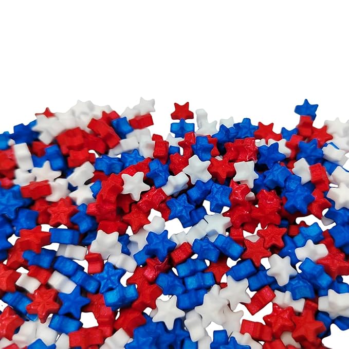 Red Blue White Stars Sprinkles, Patriotic Sprinkles, Edible Star Cake Decorating, Baking Cake Decorations Cupcake Toppers Cookie Decorating, Wedding Party Fourth of July Supplies