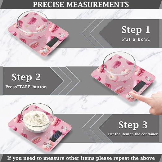 Food Scale Kitchen Scale Food Weight Scales Digital Weight Grams and Ounces Small Electronic Food Scale for Baking Cooking Pink Macarons Stars