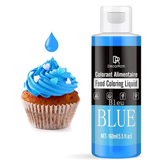 Blue Food Coloring Liquid - Vibrant Liquid Icing Food Coloring Set for Baking, Cake Decorating, Easter Egg, Airbrush - Tasteless Food Dye for Fondant, Slime, DIY Crafts - 5.5 Fl.oz / 160ml Each