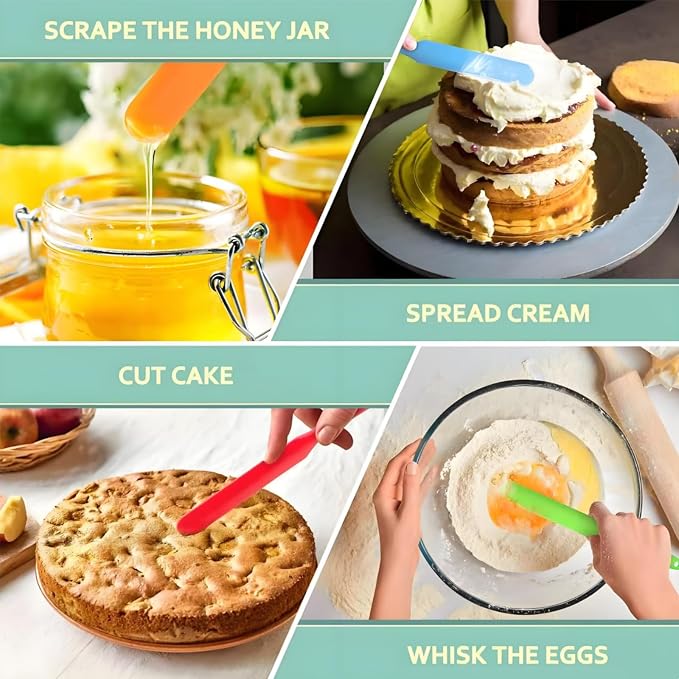 12 Pieces Silicone Jar Spatula, Heat-resistant Jar Scraper Bulk with Long Handle, 9.4 Inch Non-stick Cream Jam Spreader Narrow Kitchen Gadget for Butter, Cake, Blender, Dough