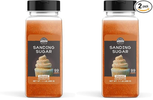 Birch & Meadow Orange Sanding Sugar, 1.1 lb. Colorful Sugar Crystals for Festive Holiday Baking (Pack of 2)