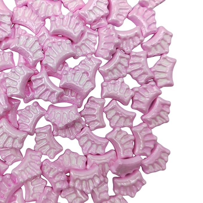 Pink Crown Sprinkles Edible Princess Crown Cake Decorations Cupcake Toppers Baking Cookie Decorating Ice Cream Toppings Celebration Birthday Wedding Decoration