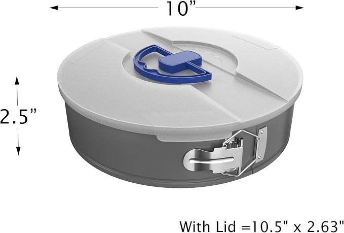 Springform Pan with Lid- 10” Nonstick Baking Cheesecake Pan with Travel Friendly Snap-on Lid-Anti Warping Carbon Steel Bakeware by Classic Cuisine