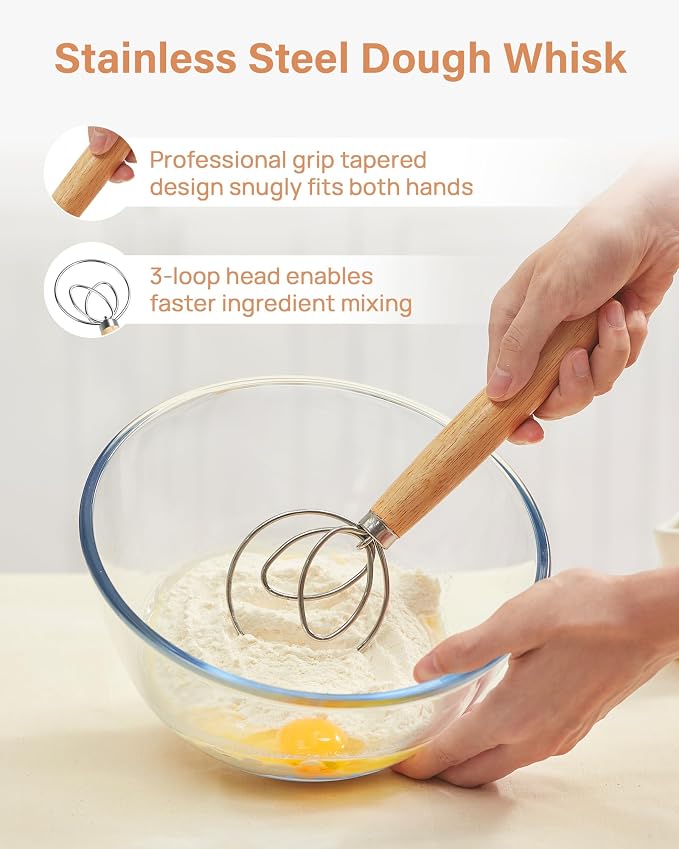 Kootek Banneton Bread Proofing Basket Set, 9 Inch Round Sourdough Starter Kit, Baking Supplies Tools with Dough Whisk, Scoring Lame, and Other Accessories for Artisan Bread Making