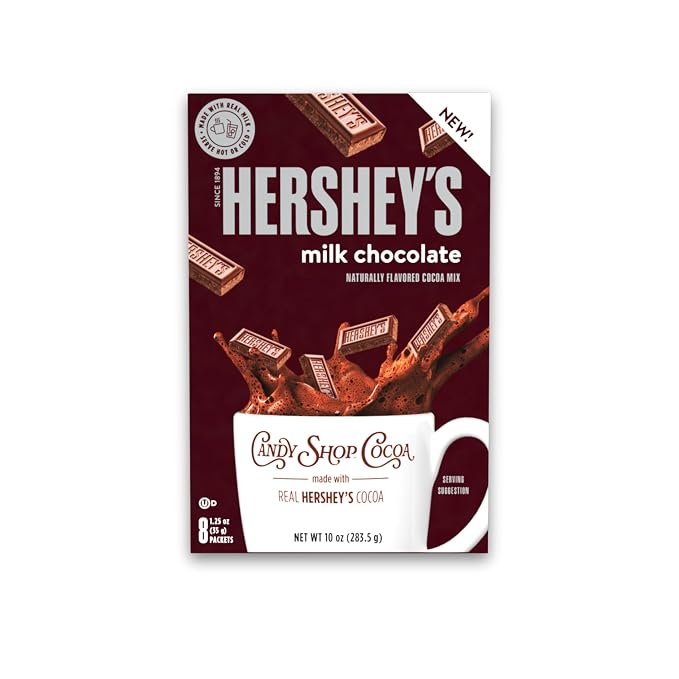 Candy Shop Cocoa Variety Iced Cocoa Mix, 1.25 oz, 24 Pack | Variety pack with HERSHEY’S, REESE’S and YORK flavors; just add water for smooth, creamy hot or iced cocoa drinks anytime