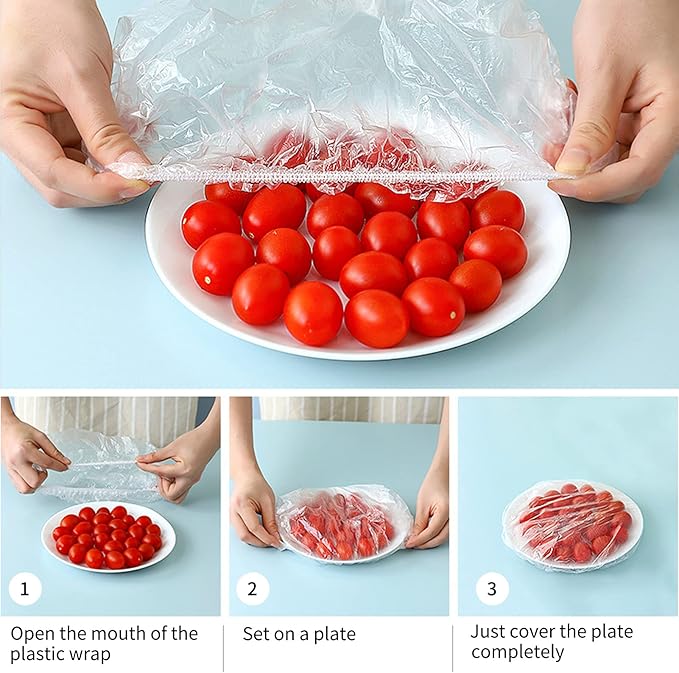 Homelove 100pcs Bowl Covers Bread Proofing - Plastic Wrap for Food Sourdough Bread Baking Rising Elastic Reusable Plate Covers Outdoor Food Fresh Keeping Bags Shower Cap Hair Deep Conditioning