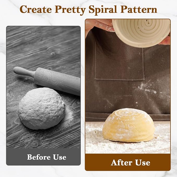6 Pack 5 Inch Mini Banneton Bread Proofing Basket, Mini Sourdough Baking Supplies, Small Banneton Proofing Baskets for Artisan Bread Baking and Dough Rising
