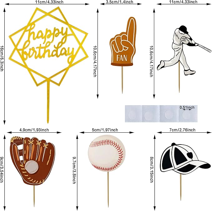 Baseball Cake Decorations Sports Theme Party Decoration Supplies Baseball Themed Happy Birthday Cake Topper Party Decorations