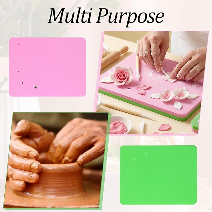 Fondant Foam Pad, Rectangular Fondant Cake Sponge Mat, 5 Holes Foam Shaping Pad Cake Flower Drying Mat for Sugarcraft Decoration