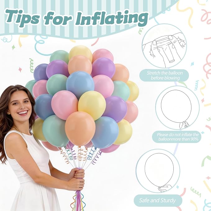160 Pack Pastel Balloons 12 Inch Pastel Rainbow Multicolor Macaron Balloons for Party Baby Shower Gender Reveal Easter Decorations