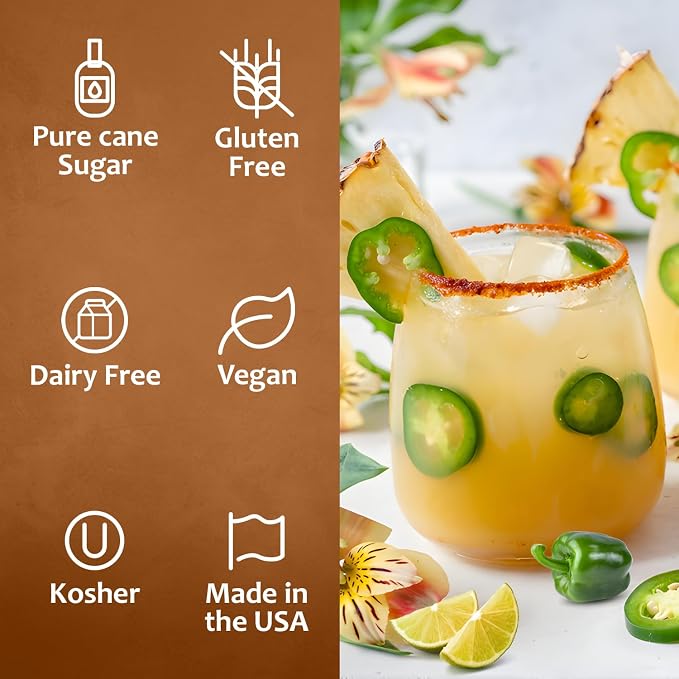 Syruvia Spicy Margarita Syrup, Flavored Syrup for Cocktails, Drinks, Lemonades, Iced Teas, and Desserts – 25.4 fl oz - with Pump