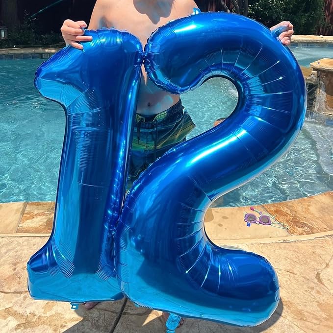 Number 17 Balloon 40 Inch, Dark Blue 17th Birthday Decoration for 1 7 17 71 Men & Women, Foil Big Number Balloon for Wedding Store Anniversary Promotion Party Decorations