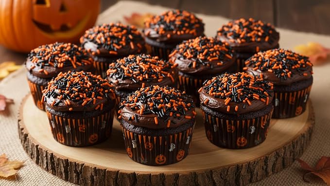 NCS Orange & Black Jimmies Edible Sprinkles – Cupcake, Cake & Cookie Decorations, 7 oz
